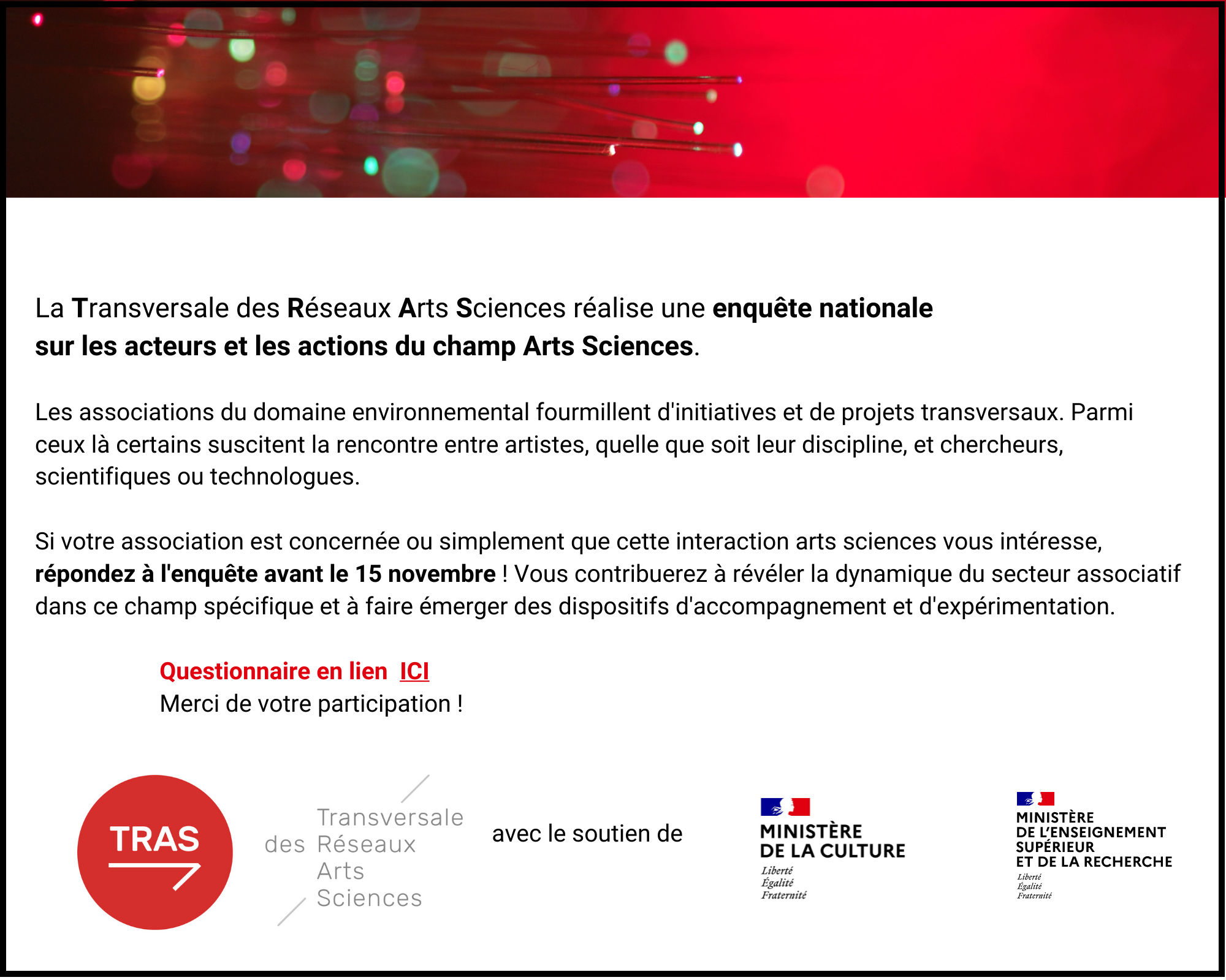 Les associations du domaine environnemental sont invitées à répondre à l'enquête Arts Sciences